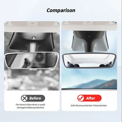 Silicone Rear View Mirror Protector Frame for Tesla Model 3 Y S X Center Console Accessories Interior Rearview Cover Rubber Case