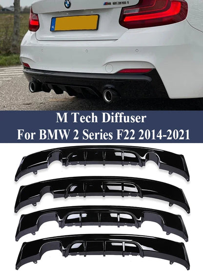 M Sport M Tech Rear Diffuser Bumper Carbon Fiber Body Kit MP Diffusor Spoiler Lip For BMW 2 Series F22 F23 2014-2020 Replacement