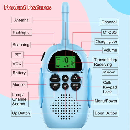2PCS Wireless Handheld Walkie Talkie Outdoor Parent-child Intercom Machine Kids Talkie Walkie Toys Educational Toys Gifts