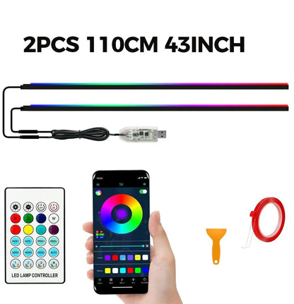 Car Interior LED Strip Lights Acrylic RGB Auto Ambient Lighting with Dreamcolor Center Console Dashboard Lamps with APP Remote