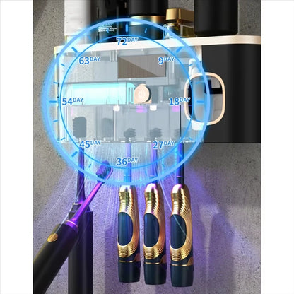 Intelligent UV Toothbrush Sterilizer Wall Mounted Automatic Toothpaste Squeezer Storage Rack Household Bathroom Accessories