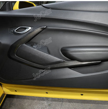 JeCar Carbon Fiber Car Interior Door Strips Decor Protect Cover Trim Stickers ABS For Chevy Camaro 2016 UP Inner Accessories