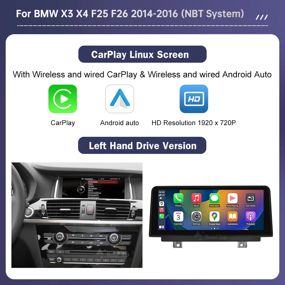 1920*720 Multimedia Touch Screen For BMW X3 F25 X4 F26 2011-2016 Wireless Carplay Display Android Auto Car Radio Player
