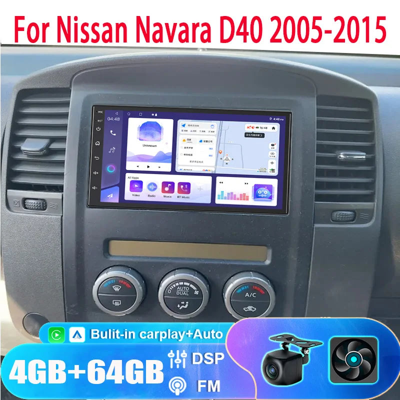 7" 6+128GB For Nissan Navara D40  2005-2015  Car Stereo Radio Apple CarPlay Android 15 Head Unit FM GPS Reversing Image