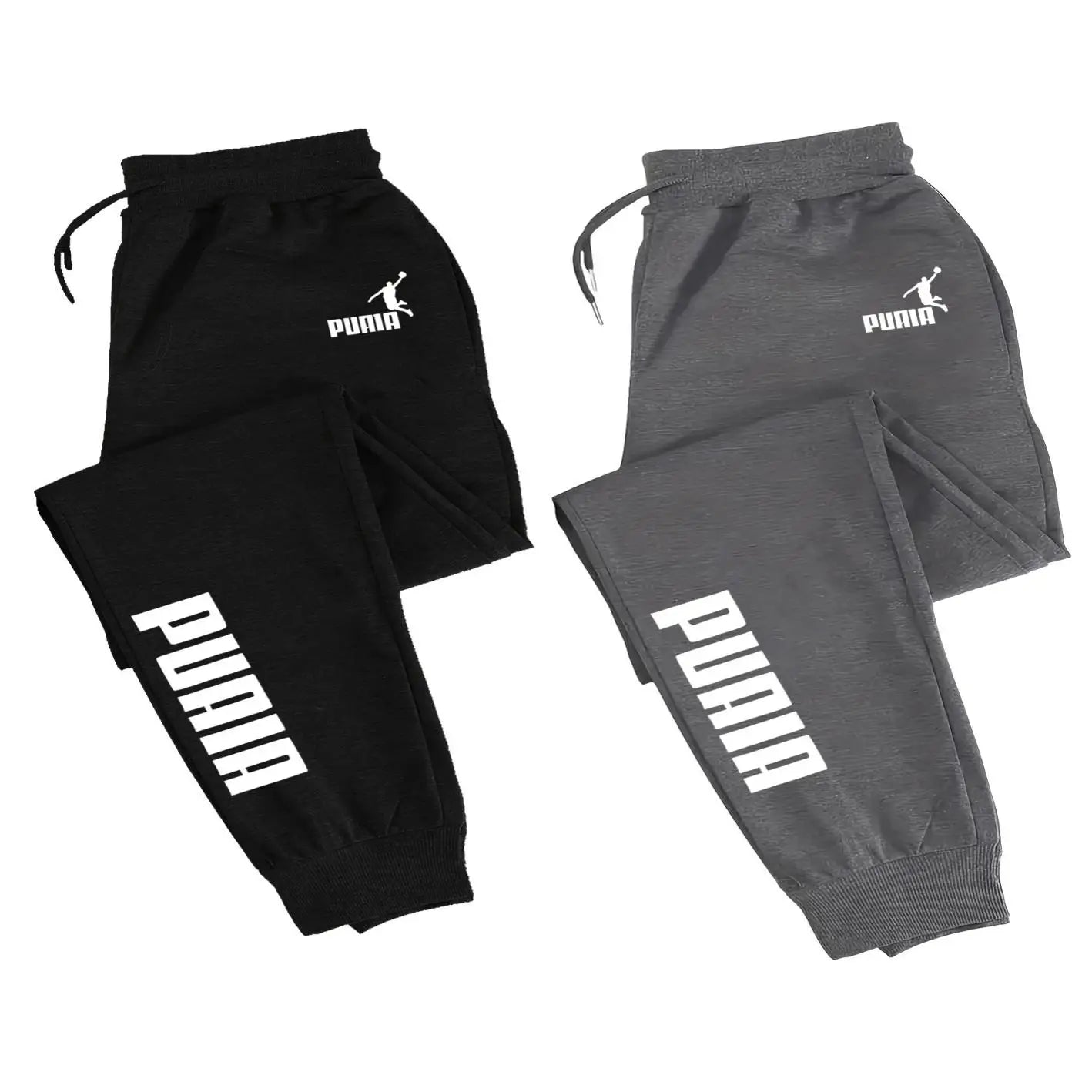 2-Pack Men's Polyester Joggers, Drawstring Waist, Wrinkle-Resistant, Breathable, Slim-Fit, Cuffed Hem, Smooth Drape, Swe