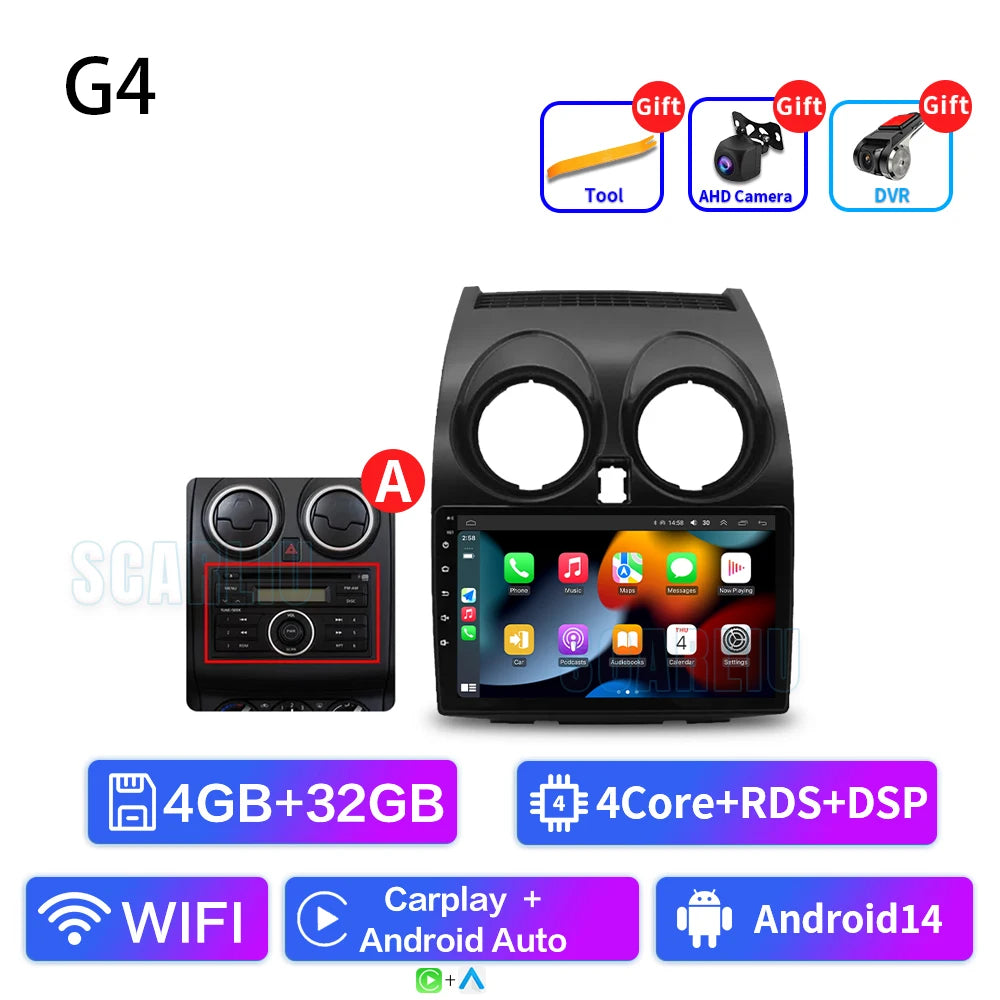 8+128 Android 16 Car Radio Multimedia Carplay For Nissan Qashqai 1 J10 2006 - 2013 4G Wifi Navi GPS DVD 2Din BT Autoradio Stereo