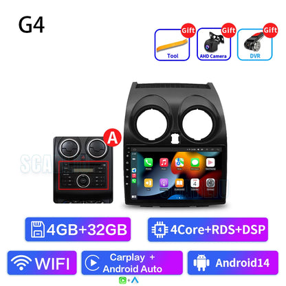 8+128 Android 16 Car Radio Multimedia Carplay For Nissan Qashqai 1 J10 2006 - 2013 4G Wifi Navi GPS DVD 2Din BT Autoradio Stereo