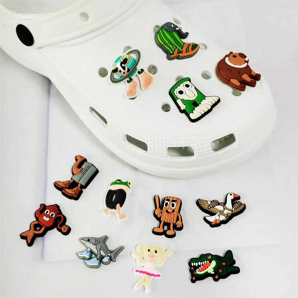 21-100Pcs Shoe Charms Italian Brainrot Funny Animal Shoes Accessorie Decoration Fit Clog Sandal Wristband Buckle Kids Gift