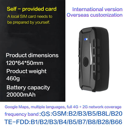4g Wireless Vehicle Gps Tracking Device, No Installation Required, 20000Mah Battery, 100 Days of Operation, Free App