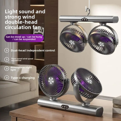 Desktop fan Car vertical hanging Adjustable multi-function double head fan Summer household fan
