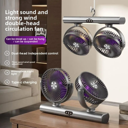 Desktop fan Car vertical hanging Adjustable multi-function double head fan Summer household fan