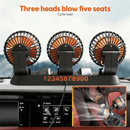 12v Automotive fan Car Fan 24v 360° Adjustable 3 Head Air Fan Low Noise Multifunctional Temporary Parking Card Auto Vehicles fan