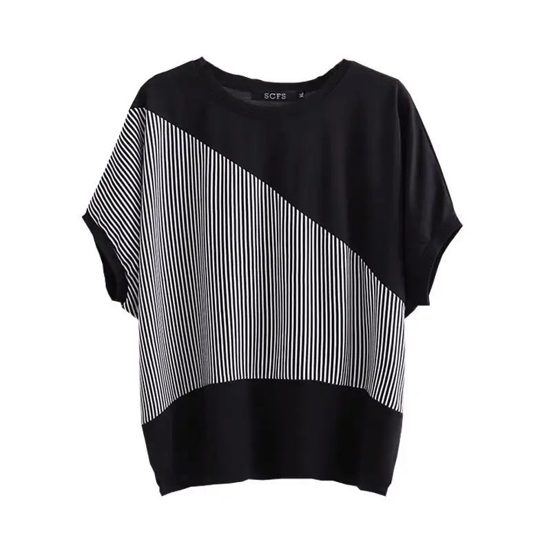 Summer New Style Women's Sporty Casual Short Sleeve TT Shirt Set Large Size Two-Piece Fashionable Korean Trendy Outfit