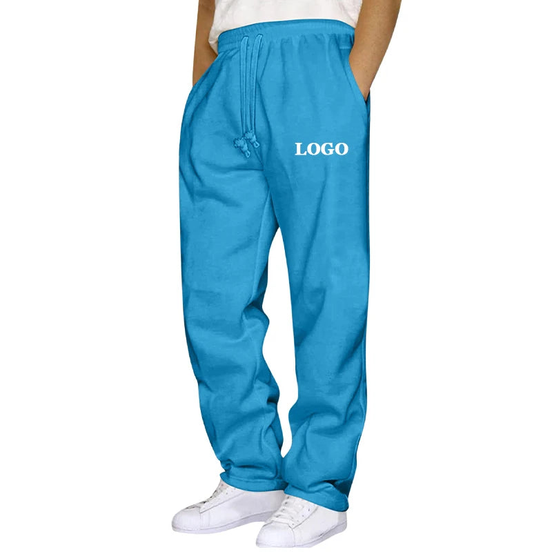 Customized Straight Leg Jogger Pants Men Autumn Winter Personality Printed Thicken Sweatpants Pocket Trousers Streetwear S - 5XL