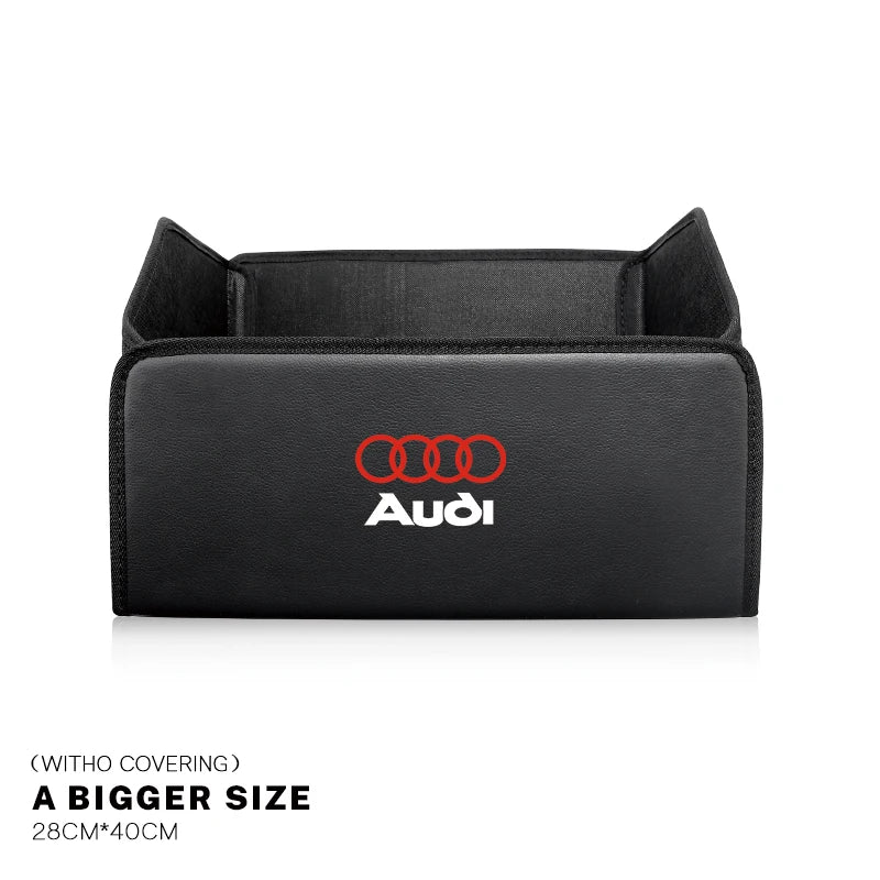 Car Trunk Collapsible Leather Tidying Stowing Box Accessories For Audi Sline A1 A3 A4 A5 A6 A7 A8 B8 B9 B6 C6 Q2 Q3 Q5 Q7 Q8 TT