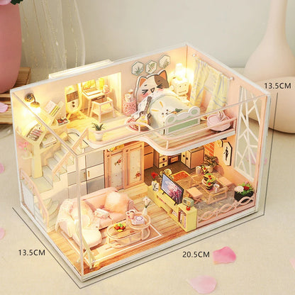 Doll Houses Kits 3D Puzzle Handmade Wooden Mini DollHouse Assembly Building With Furniture Kit Toys For Xmas Birthday Gifts