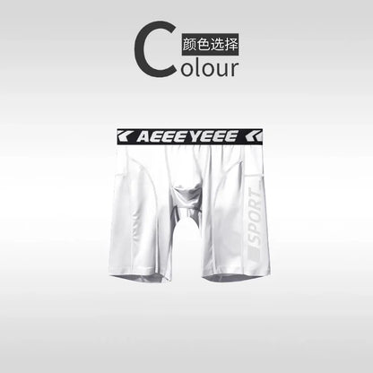 Men's Shorts Compression Running Shorts Quick Dry High Elastic Muscle Fitness Basketball Bottoms Five-Quarter Length Inner Pants