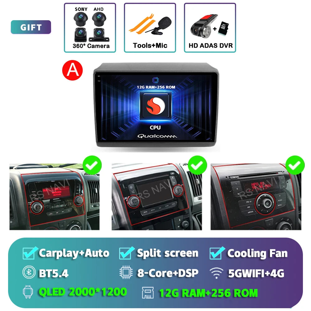 Android 15 For Fiat Ducato Peugeot Boxer Citroen Jumper 2006-2022 2K QLED Android Car Radio Multimedia stereo Player GPS CarPlay