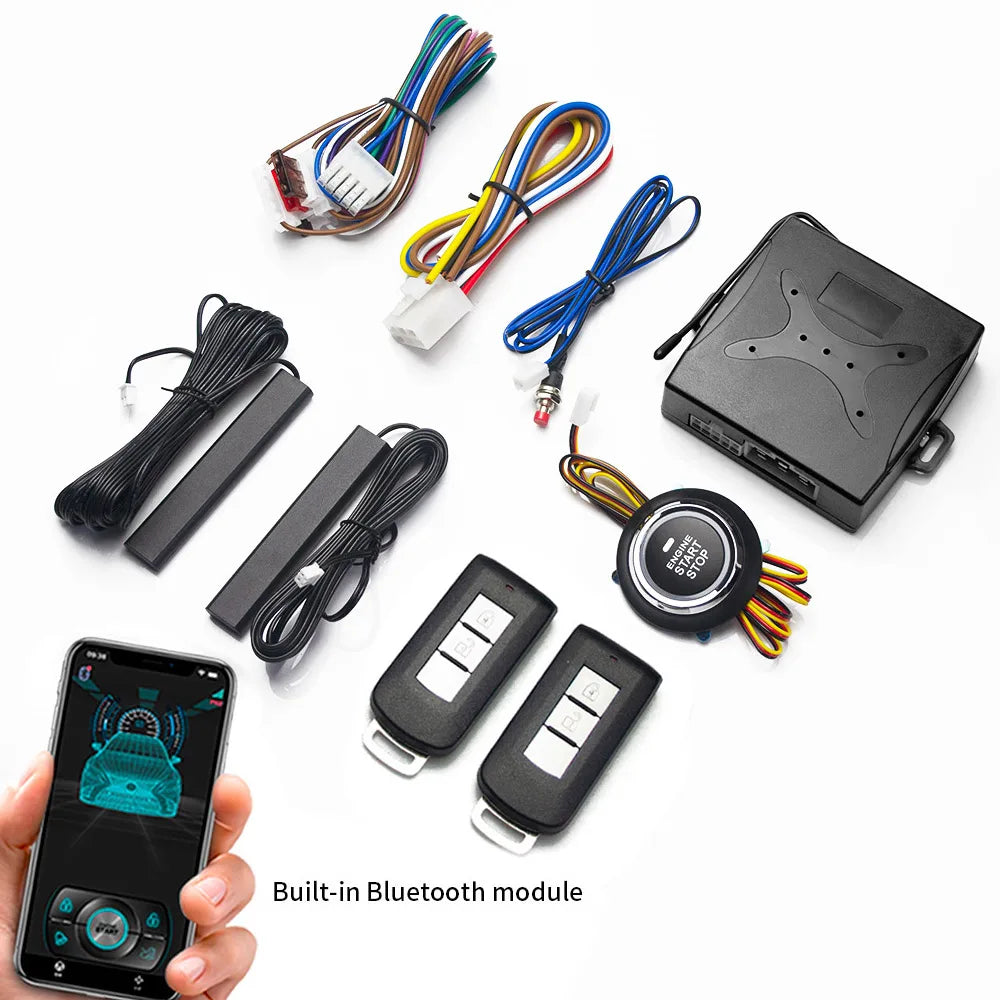 Keyless Ignition System Start Stop Button Mobile Bluetooth App Control PKE Keyless Entry Remote Remote Automatic Start Car Alarm