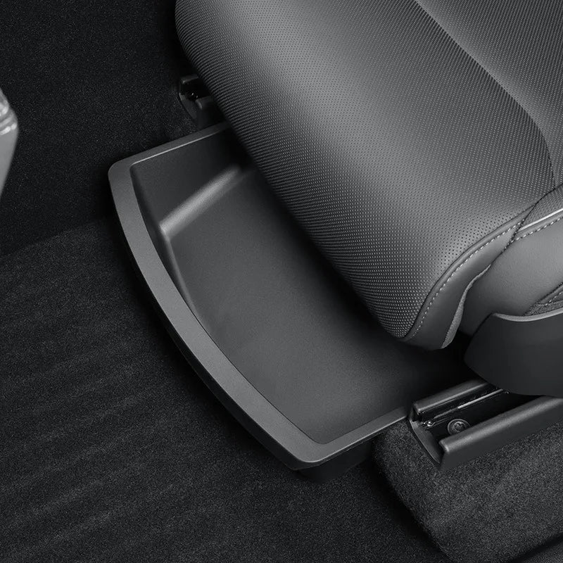 Under Seat Storage Box For Tesla 2026 Model YL 6-Seat TPE Drawer Front Rear Seat Lower Organizer Tray Car Interior Accessories