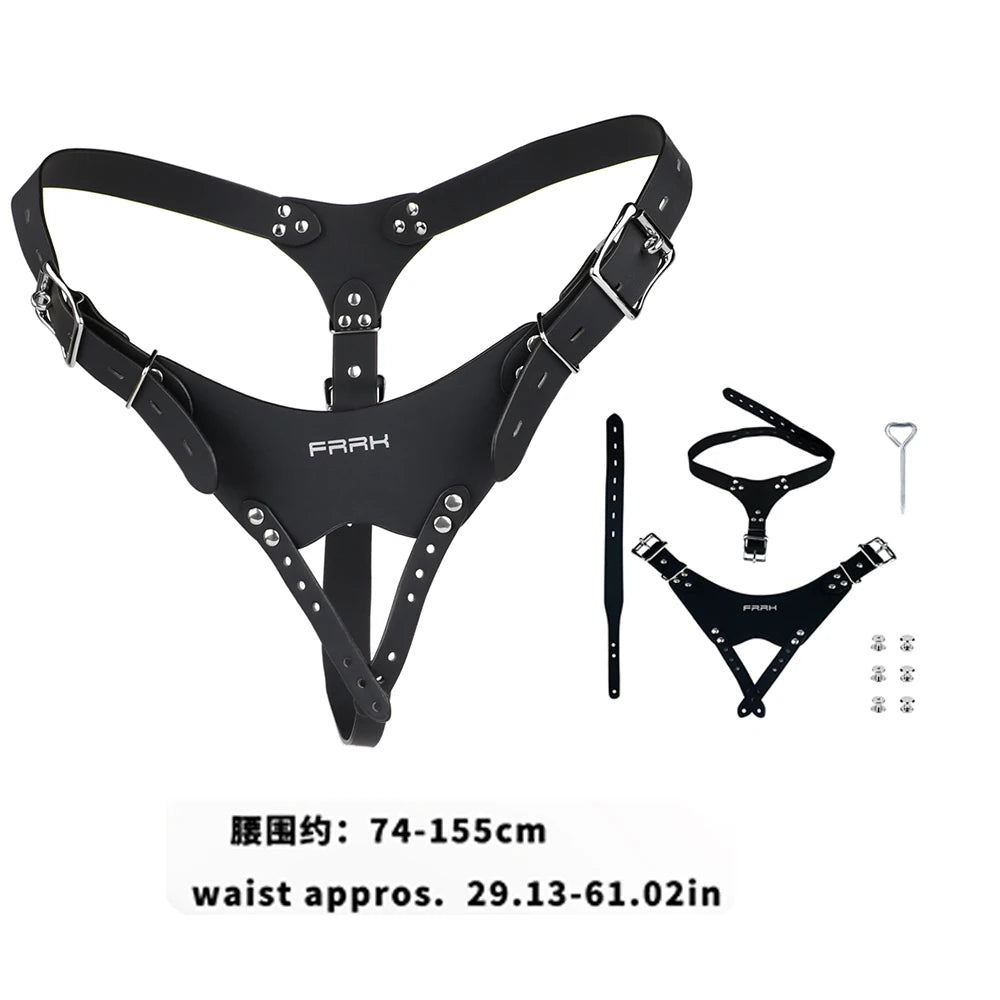 FRKO PU Leather Chastity Belt For Metal Penis Lock Cage Auxiliary Harness Belt Underwear Chastity Accessories BDSM Men Sex Toys