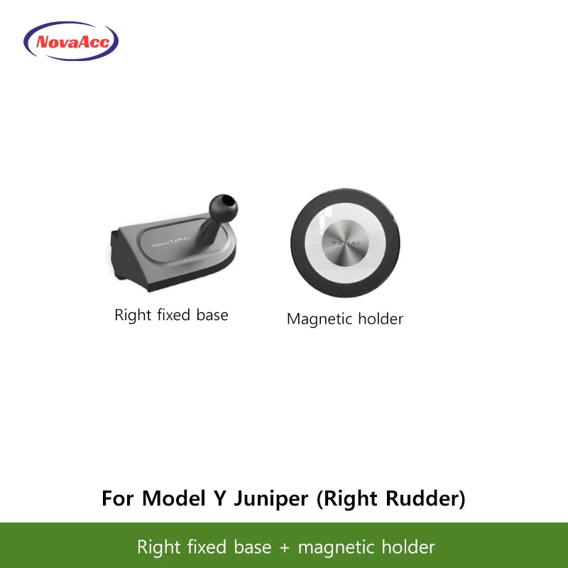 NovaAcc Magnetic Wireless Charging Mount For Tesla Model Y Juniper Model 3 Highland 2024-2026 Left Right Rudder Car Phone Holder