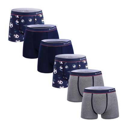 6 Pieces Solid Color Men's Panties BONITOS Letter Waistband Boxer Briefs Cotton Underwear Mens Boxers Classic Men Underpants