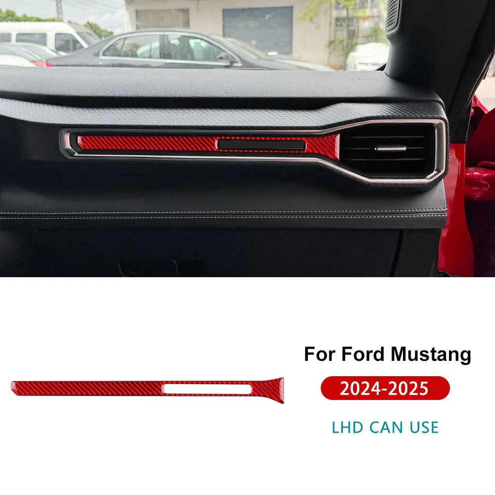 Real Soft Carbon Fiber Sticker For Ford Mustang GT Dark Horse EcoBoost 2024 2025 2026 LHD RHD Car Center Console AC Outlet Trim