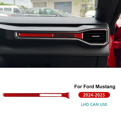 Real Soft Carbon Fiber Sticker For Ford Mustang GT Dark Horse EcoBoost 2024 2025 2026 LHD RHD Car Center Console AC Outlet Trim