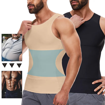 Men Compression Vest Double Layer Tummy Control Tank Top Cool Farbic Shapewear Slimming Breathable Underwear M-4XL Body Shaper