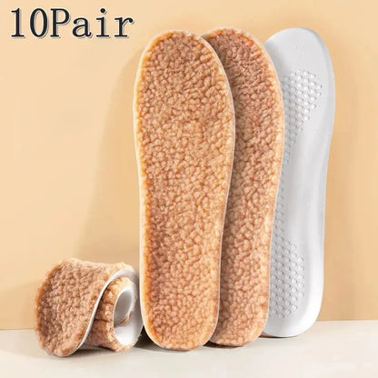 1/5/10Pair Cotton Shoes Winter Warmth Insoles Latex Lambswool Insole Soft Shoe Sole Thick Plush Comfortable Shoe Pads