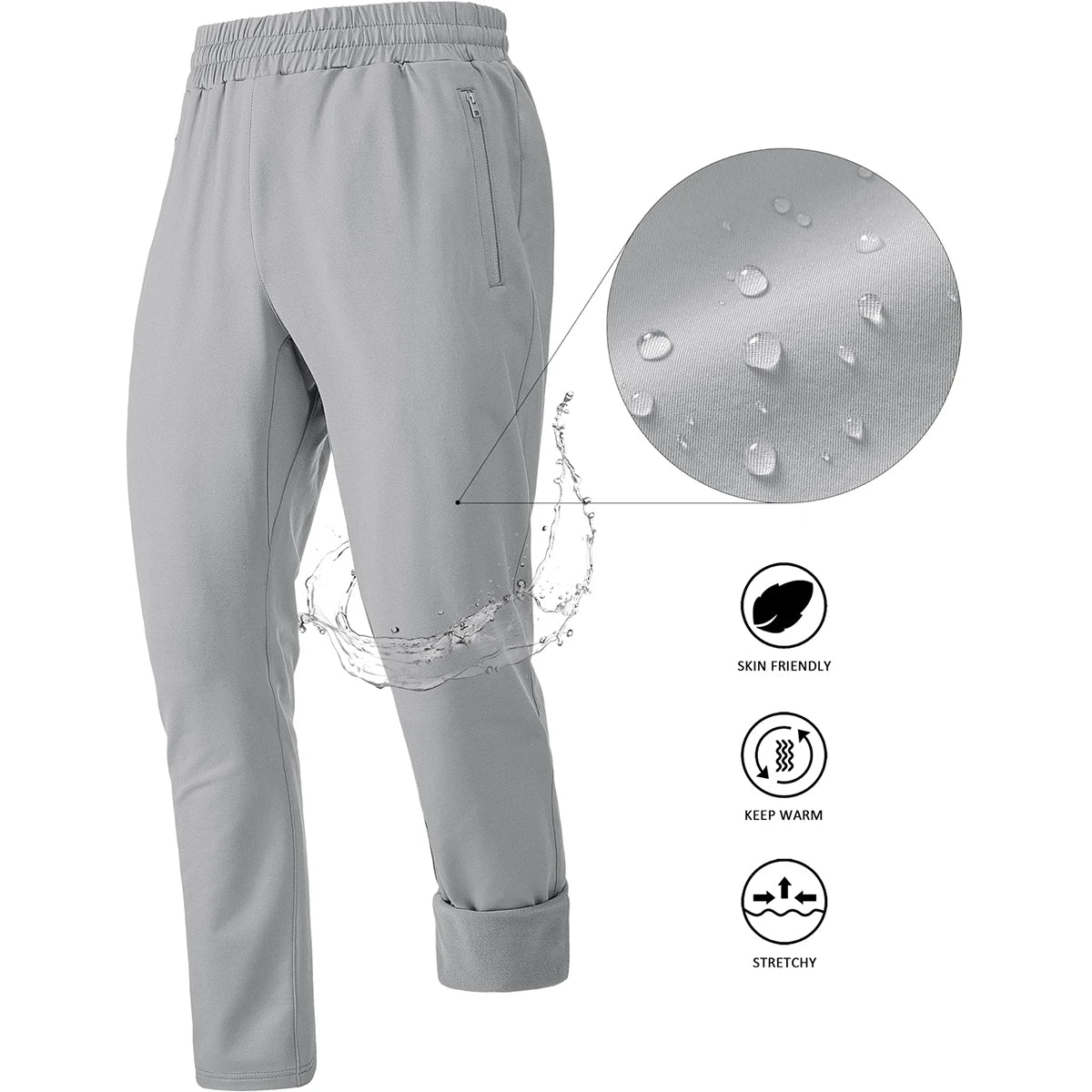 TACVASEN Men's Fleece Lined Track Pants Fall Winter Thermal Warm Jogger Pants Waterproof Workout Casual Drawstring Sweatpants