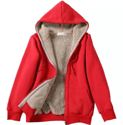 Autumn New Street Style Women's Hooded Long Sleeve  Color Sweatshirt Printed Plush Loose Outerwear Casual Streetwear