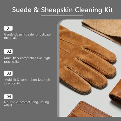 Suede & Sheepskin Clean Kit Nourish Protect Boost Stain Remove Efficiency Resist Water Light Stains Leather Material Cleaner Set