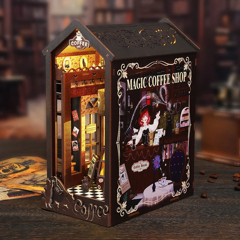 DIY Book Nook Wooden Dollhouse Furniture Light Kit Doll House Casa Miniature Accessories Handmade Wooden Toys Birthday Gifts