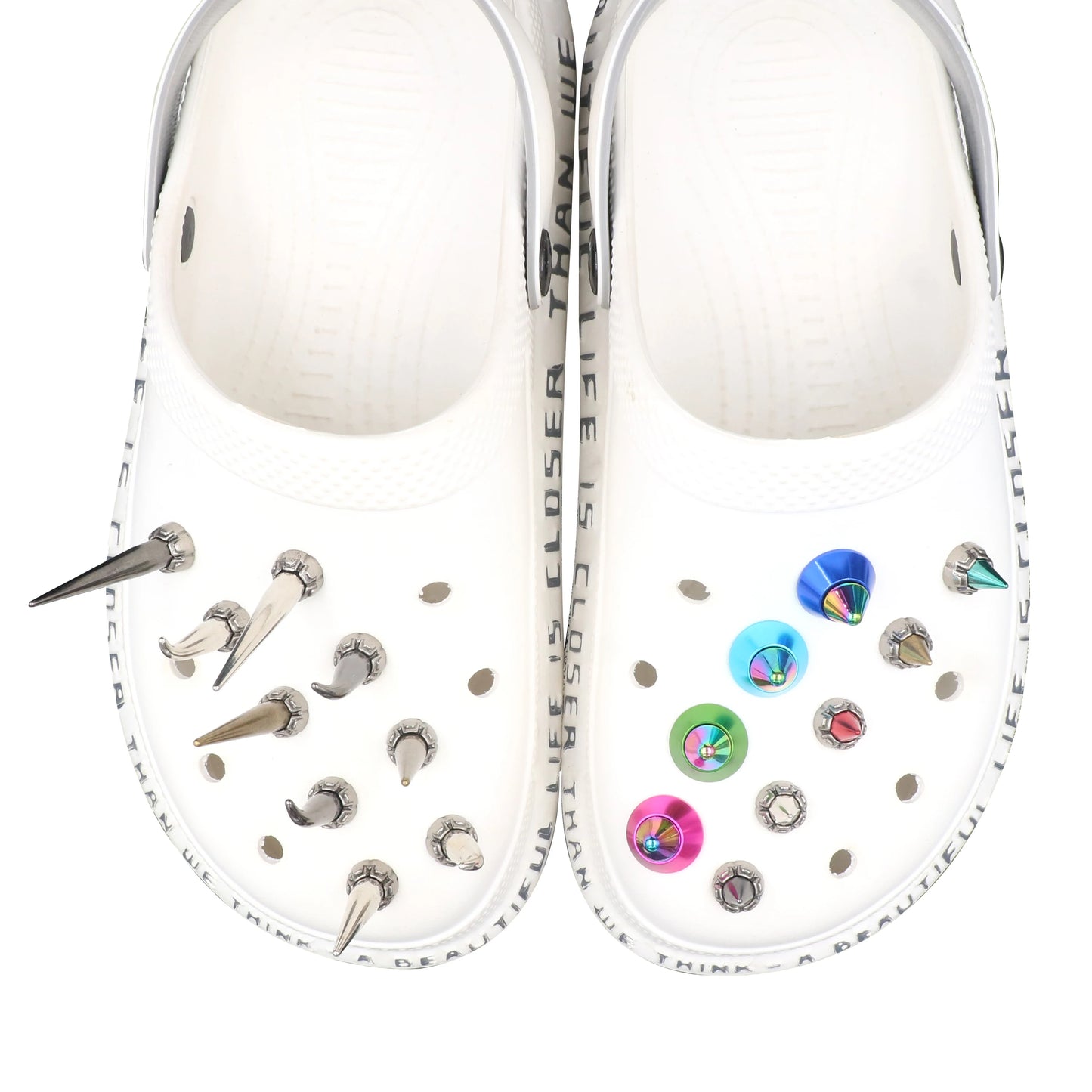 Shoe クロックス Accessories Decorations 지비츠 Charm Pins Buckles Conical Punk Style Metal Hole Sandals Ornament Kids Gift 1 Set 14 Pcs