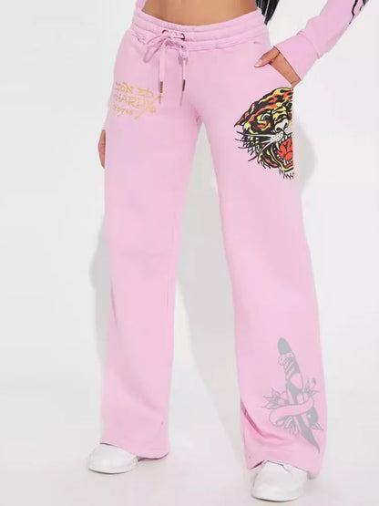 Elegant Fashionable Printed Long Sleeve Ladies Set Autumn Winter High Quality Comfortable Material Sweet Style Zipper Closure