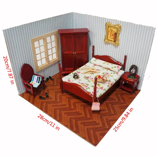 1set DIY Dollhouse Mini House /home Furniture Set Deluxe European-style Furniture Model Decoration  Accessories Children's Gift