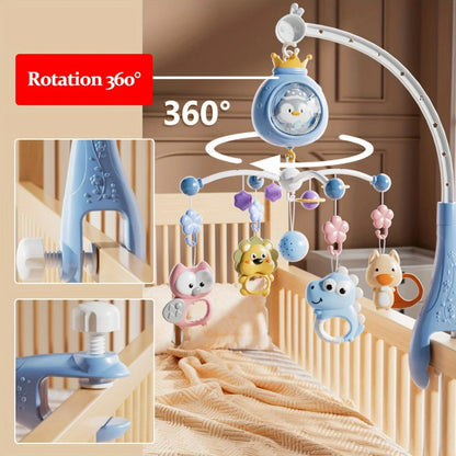 Penguin crib ornament with interactive music and lights – promotes children's brain development, multi-functional rotating toy