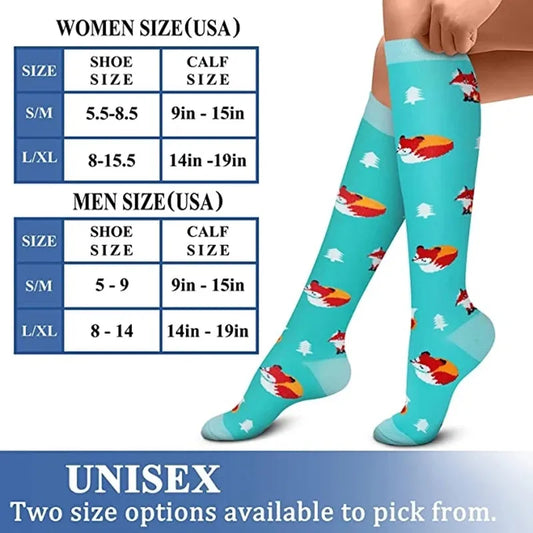 58 Styles Compression Socks 30 Mmhg Heart Star Stripe Socks New Unisex Golfs Tube Thigh Men Outdoor Long Pressure Stockings