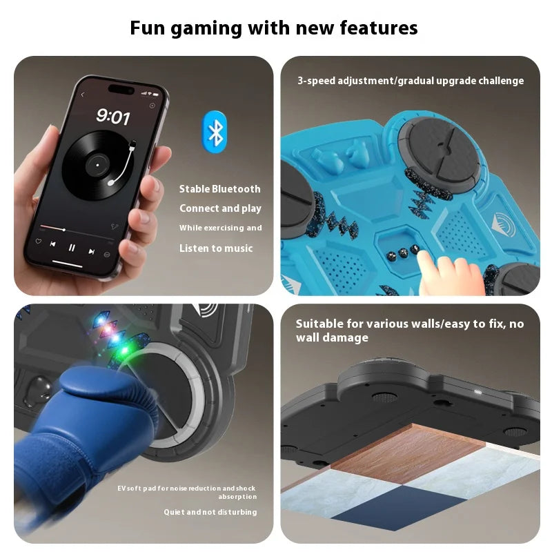 Smart Music Bluetooth Boxing Machine with Scoring System 4/6 Keys Electric for Fitness Training Stress Relief Toy Kids Adults