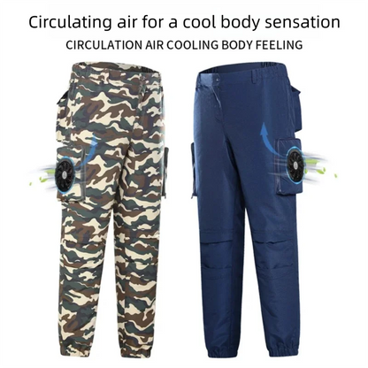 Men's USB Fan Cooling Pants Summer Air Conditioning Pants Outdoor Heat Protection Wear-resistant Labor Protection Cargo Pants