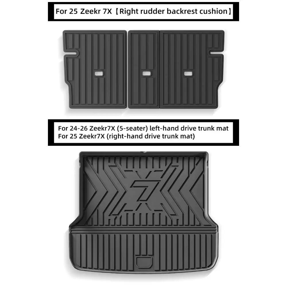 Car Floor Mats For 5 Seats Zeekr 7X 2024 2025 2026 All-Weather Cargo Liner Trunk Mat TPE Waterproof Floor Liner LHD  RHD