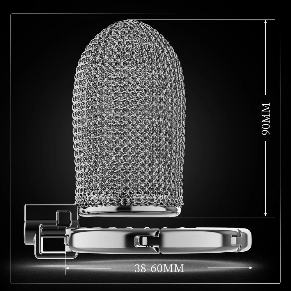 Metal Mesh Male Chastity Cage For Men One-Piece Adjustable Snap Ring CB Cock Cage SM Penis Urethra Lock BDSM Adult Sex Toys