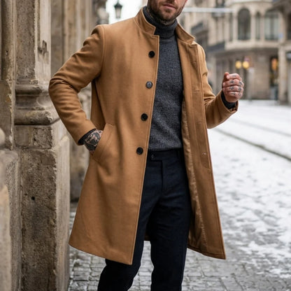 Winter Men's Double-Breasted Trench Coat | Warm & Windproof Overknee-Length Jacket | Casual to Business Streetwear Long Coat