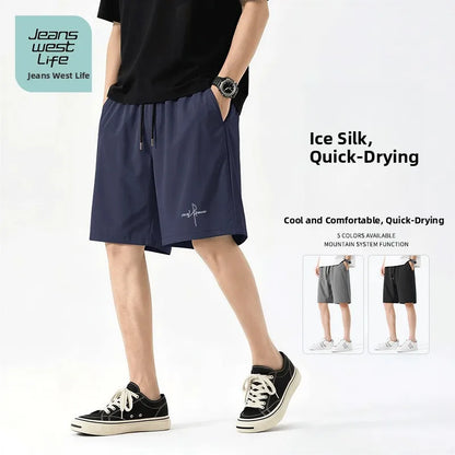 Jeanswest Life Men's Ice Silk Shorts Summer Loose Large Size Quick Dry Five-Quarter Length Casual Sporty Trousers