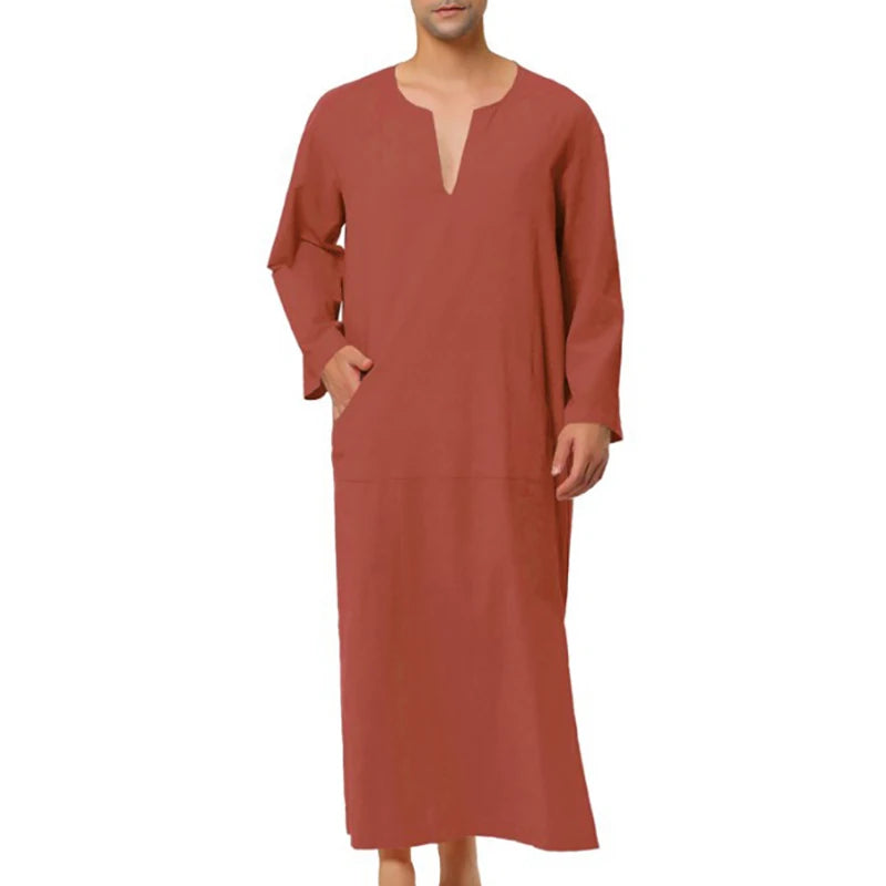 Arabic Style Minimalist Short/Long Sleeve Men's Muslim Robe Abaya Islamic Men Clothing Fashion Muslim Sets Saudi Caftan Abayat