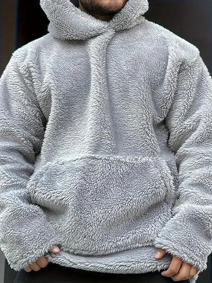Men's Double-Sided Velvet Hooded Sweatshirt, Autumn and Winter Warm Pullover, Loose Casual Teddy Velvet Jacket, Men's Wholesale