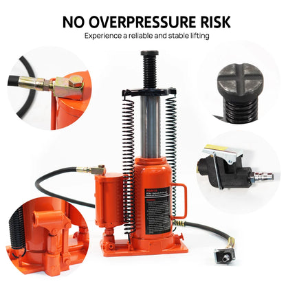 PORIYA 20 Ton Air & Manual Hydraulic Bottle Jack Heavy Car Truck Lift Heavy Duty Steel