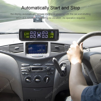 MEKEDE TPMS Solar/USB Powered 4pcs Sensors Car Tire Pressure Monitoring System Car Tyre Pressure Monitor Tyre Pressure Alarm